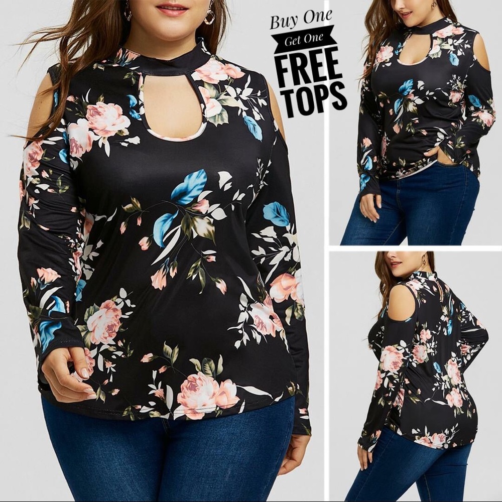 Floral Print Cold Shoulder Top